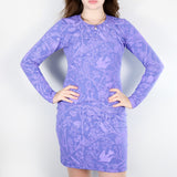 Nightcrawlers Long Sleeve Jane Dress in Iris on Periwinkle