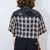 'Tandem Horses' Boxy Button-Up in Chocolate Plaid