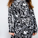 Nightcrawlers Long Sleeve Jane Dress in White on Black