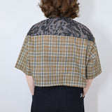 'Tandem Horses' Boxy Button-Up in Camel Plaid