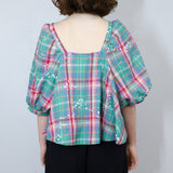 Summer Plaid 'Starlight' Flutter Blouse (Size 1)