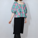 Summer Plaid 'Starlight' Flutter Blouse (Size 1)
