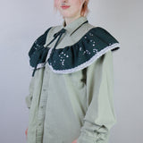Sage 'Stardust' Ruffled Button-Up