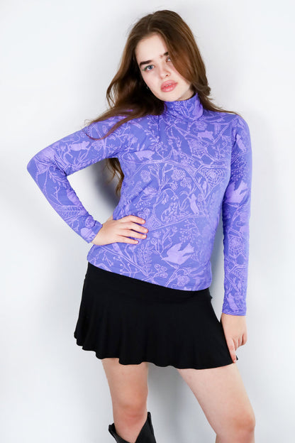 Nightcrawlers Turtleneck in Iris on Periwinkle