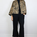 Black Shroomed on Terracotta Raw Silk Jacket (Size 3)