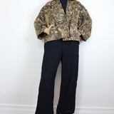 Black Shroomed on Terracotta Raw Silk Jacket (Size 3)