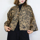 Black Shroomed on Terracotta Raw Silk Jacket (Size 3)
