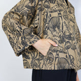 Black Shroomed on Terracotta Raw Silk Jacket (Size 3)