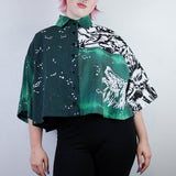 'Emerald Forest' Patchwork Boxy Button-Up (Size 2)