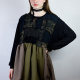'Dark Night' Long Sleeve Long Sleeve Dress (Size 1)