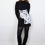 'Sad Panther' on Black Bandit Dress (Small)