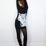 'Sad Panther' on Black Bandit Dress (Small)