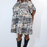 Pastel Plaid 'Shadow Canyon' Boxy Button-Up Dress