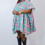 Summer Plaid 'Starlight' Boxy Button-Up Dress