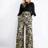 Gold on Black Shroomed High Waisted Wide Leg Pants - Thief and Bandit