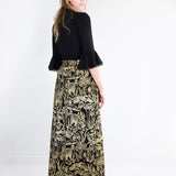 Gold on Black Shroomed Maxi Skirt - Thief and Bandit