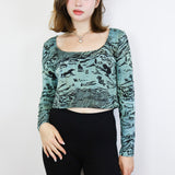 Black 'Shadow Canyon' on Ocean Basic Scoop Neck Long Sleeve