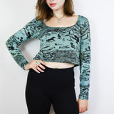 Black 'Shadow Canyon' on Ocean Basic Scoop Neck Long Sleeve