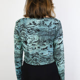 Black 'Shadow Canyon' on Ocean Basic Scoop Neck Long Sleeve