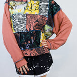 'Heated' Patchwork Cropped Sweatshirt (Size 1)