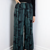 Pine 'Dry Brush' on Black Crêpe Pants