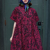Cranberry 'Serpentine' Boxy Button-Up Dress