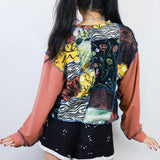 'Heated' Patchwork Cropped Sweatshirt (Size 1)