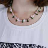 One of a kind glass bead necklace in T&B Baby Strawberry