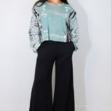 Hand Dyed Green Calcite Patchwork Unisex Boxy Long Sleeve (Size 1)