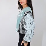 Hand Dyed Green Calcite Patchwork Unisex Boxy Long Sleeve (Size 1)