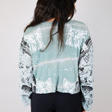 Hand Dyed Green Calcite Patchwork Unisex Boxy Long Sleeve (Size 1)