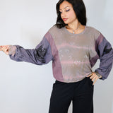 'Starlight' Tencel & Raw Silk Patchwork Unisex Boxy Long Sleeve (Size 1)