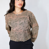 Coffee 'Shadow Canyon' Hand Dyed Tencel Unisex Boxy Long Sleeve (Sizes 1, 2, & 3)