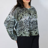 Black 'Shadow Canyon' on Hand Dyed Tencel Unisex Boxy Long Sleeve (Full Size Run)