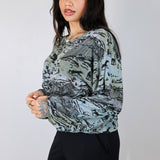 Black 'Shadow Canyon' on Hand Dyed Tencel Unisex Boxy Long Sleeve (Full Size Run)