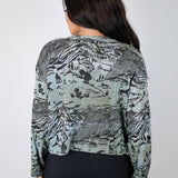 Black 'Shadow Canyon' on Hand Dyed Tencel Unisex Boxy Long Sleeve (Full Size Run)