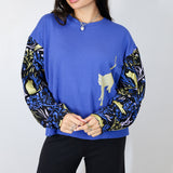 'Cats on my Sleeve' Patchwork Cropped Pullover (Size 2)