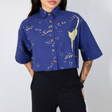 'Starlight Prowl' Midnight Boxy Button-Up (Size 1)