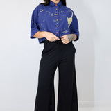 'Starlight Prowl' Midnight Boxy Button-Up (Size 1)