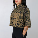 Black on Coffee 'Tiger Stripe' & 'Curio' Boxy Button-Up (Sizes 1 & 2)