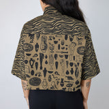 Black on Coffee 'Tiger Stripe' & 'Curio' Boxy Button-Up (Sizes 1 & 2)