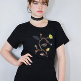 'Dreamy Floral' Collage Graphic Amie Tee in Black