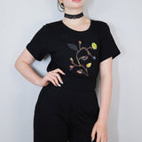 'Dreamy Floral' Collage Graphic Amie Tee in Black