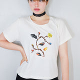 'Dreamy Floral' Collage Graphic Amie Tee in Ivory