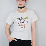 'Dreamy Floral' Collage Graphic Amie Tee in Ivory