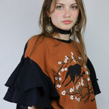 'It's Her Home' Ruffle Tee in Rust (Size 1)