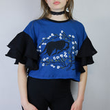 'It's Her Home' Ruffle Tee in Indigo (Size 1 and 3)