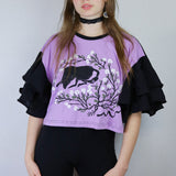 'It's Her Home' Ruffle Tee in Violet (Size 1)