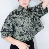 Moss 'Moonlit Marsh' Twill Boxy Button-Up