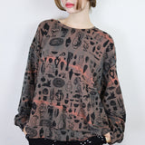 Black 'Curio' on Red Sand Storm Cropped Pullover (Sizes 1, 2, & 3)